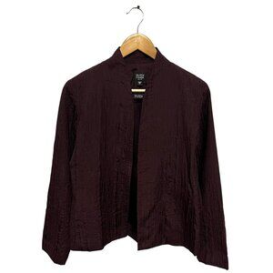 Eileen Fisher Petite Silk Jacket Tank Twinset Burgundy Plum PS 100% Silk